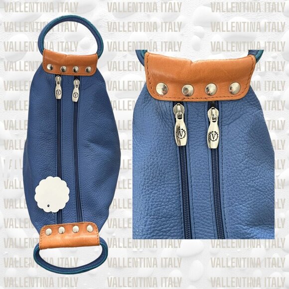 VINTAGE Valentina Italy Heavy Pebbled Leather Bag Rare Colour! - Picture 3 of 10